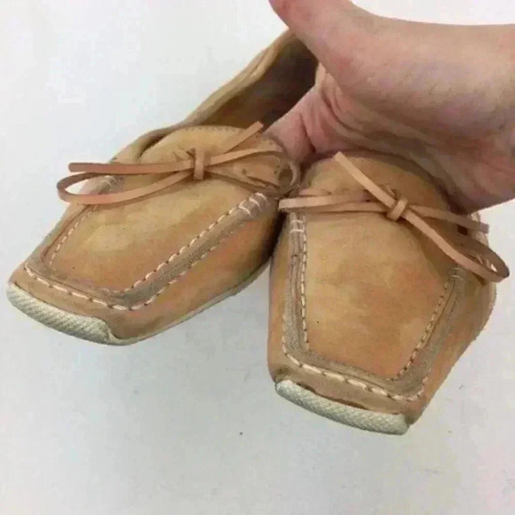 Michael Kors Flat 5.5 Orange Italian Suede Driving - Picture 7 of 9